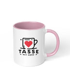 Weiße Fototasse mit rosa Innenseite und Henkel, personalisierbar mit Foto
