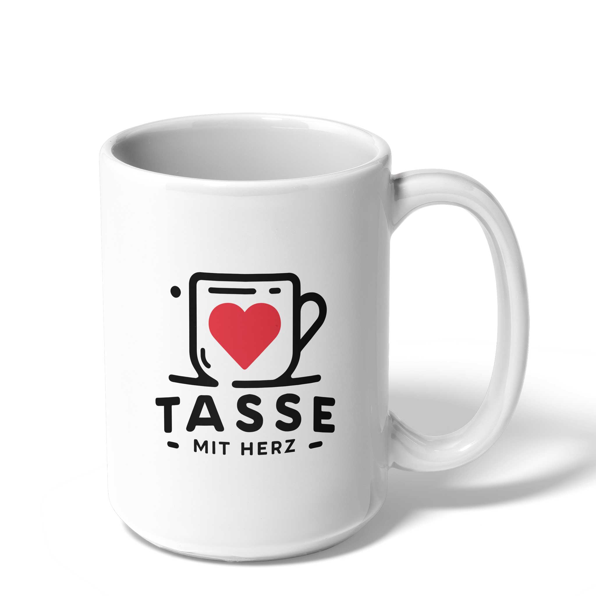 Große weiße Fototasse mit 450 ml, personalisierbar mit Foto und Text