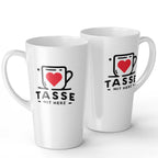 Zwei weiße Latte-Macchiato-Fototassen nebeneinander, personalisierbar mit Foto